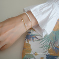 Shangjie Oem Tobillera Elegantes Freundschaftsarmband Vintage Blume 925 Sterling Silber Golden Dainty Womens Perle Armband